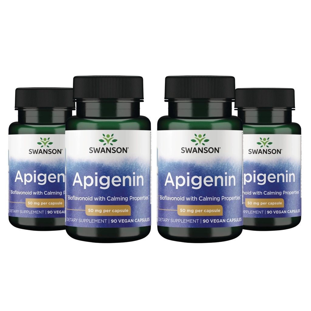 Swanson Apigenin-Bioflavonoid Supplement Natural Prostate Tuki-Metabolia & Hermoterveys Tuki Sleep & Rentoutuminen 90 Caps, 50 mg Each 4 Pack