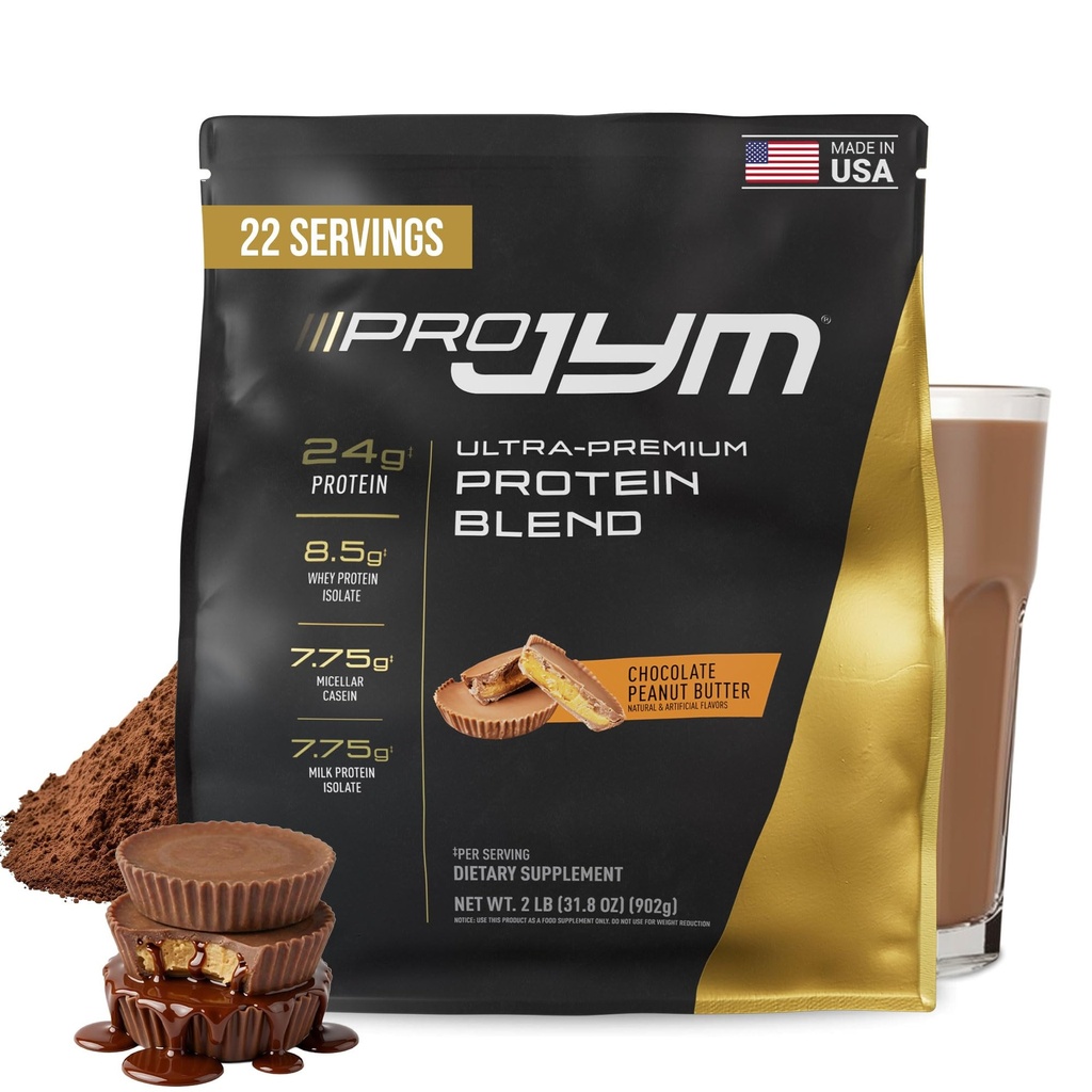 Pro JYM Chocolate Peanut Butter Protein Powder - Whey Protein Isolates, Kaseiini, & Milk Protein, Lean Muscle Building for Men & Women, JYM Supplement Science, 22 Tarjoilut