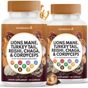 Lions Mane Mushroom tillägg med Turkiet Tail Reishi Cordyceps Chaga med Marshmallow Root - 120 greve