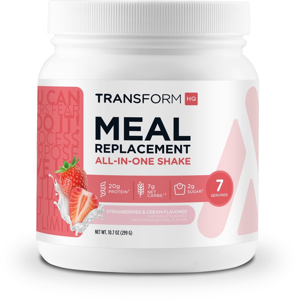 TransformHQ Ateriankorvike Shake Powder 7 Tarjoukset (Strawberry & Cream) - Gluteeniton, ei-GMO