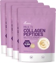 VivoNu Multi Collagen Peptides Powder, 16 Oz Hydrolyzed Protein Peptides, tyyppi I, II, III, V, X, jossa on hyaluronihappoa, Biotiinia ja C-vitamiinia Makuton Keto Paleo Friendly, Ez Mix in Drinks (4LB/4Pack)