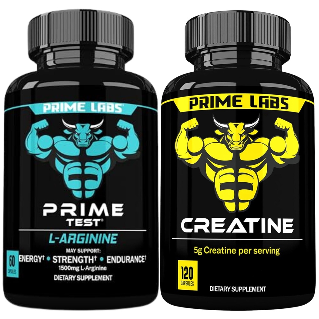 Prime Labs L arginiini (60 ct) + kreatiinikapselit (120 ct)