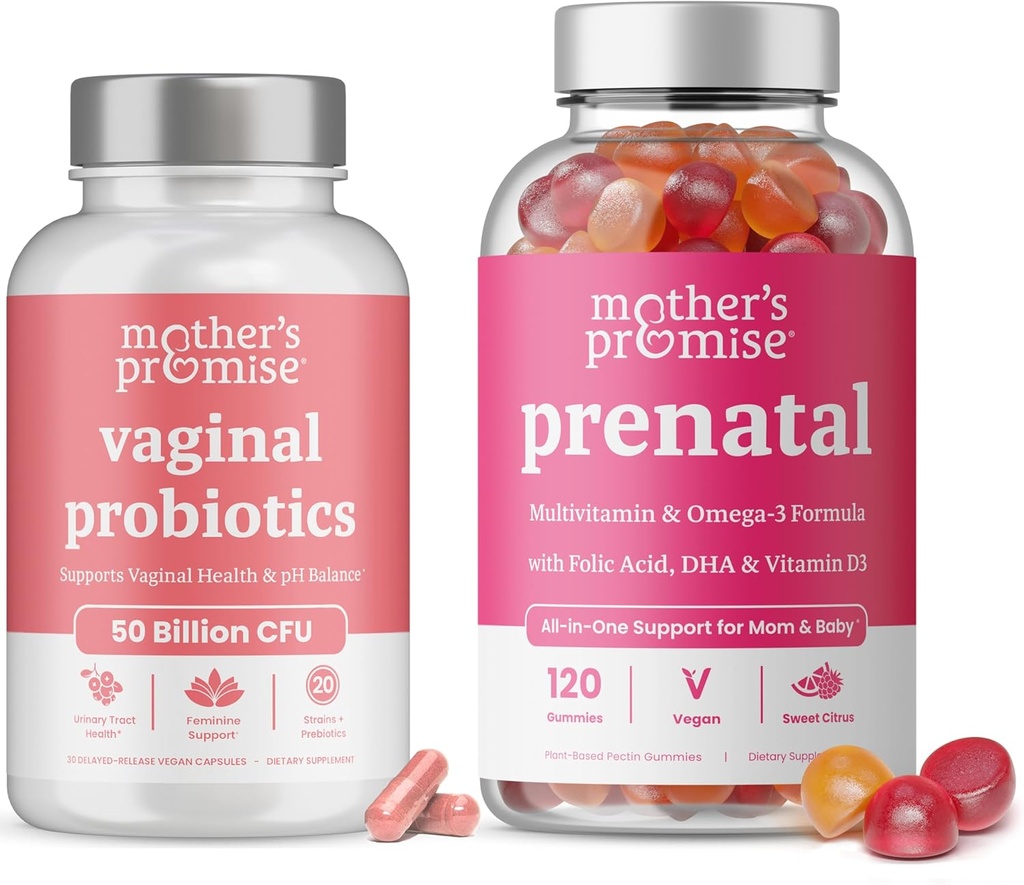 Äidin lupaus prenataalinen vitamiini Gummies & emätin Probiootit naisten Bundle