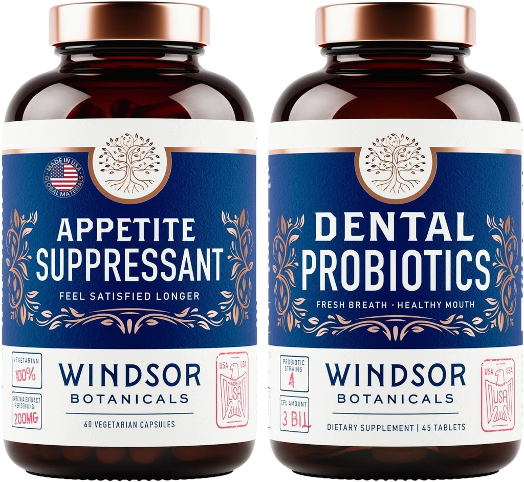 WINDSOR BOTANICALS ruokahalua Suppressant laihtuminen ja hammasprobiootit huono hengitys Bundle