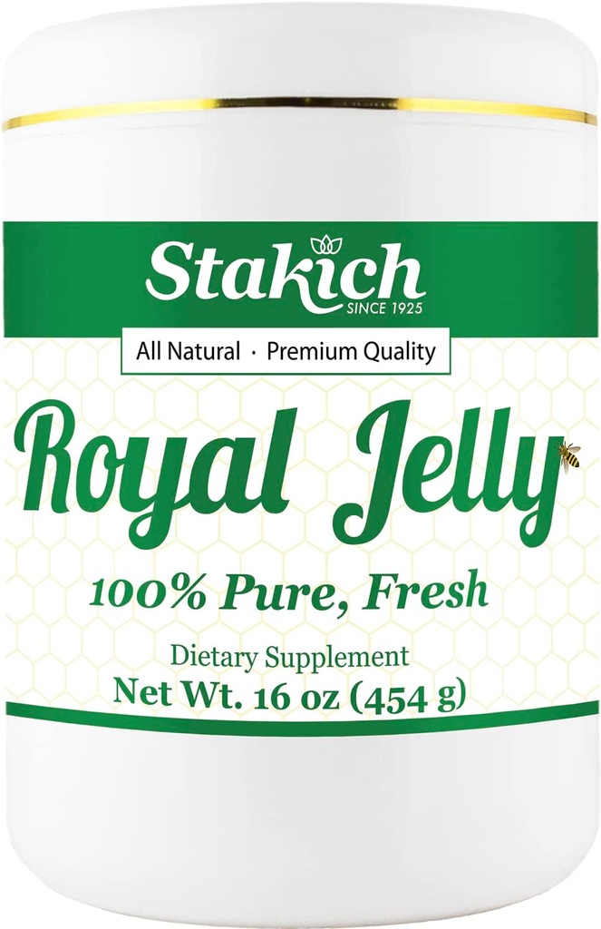 Stakich Fresh Royal Jelly - Pure, All Natural - Ei lisäaineita tai säilöntäaineita lisätty - 16 Ounce (1 punta)