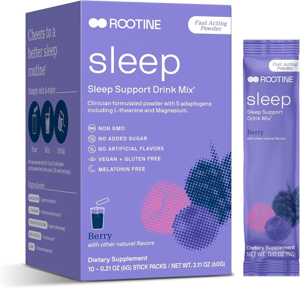 Sleep Supplement, Melatonin-Free Magnesium Calm Powder, GABA, L-Theanine, Myo-inositol, Calm Sleep Drink Mix för att hjälpa Relax, Sleep Powder, Magnesium Powder för sömn, Super Calm Drink Mix 24pk