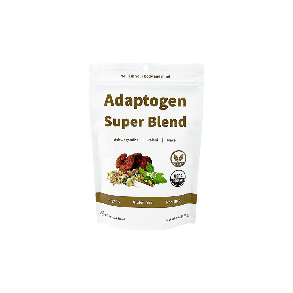 Cherie Sweet Heart Adaptogen Super Blend, USDA Organic, Maca + Reishi + Ashwagandha, 6 Ounce Bag, ei-GMO, Vegaani, Gluteeniton