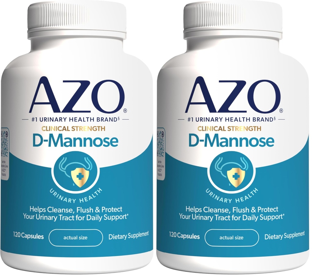 AZO D Mannose Virtsatie Terveys, puhdistus, flush & Suojaa Virtsatie, No.1 Pharmacist Suositeltava merkki, kliininen vahvuus, ei-GMO, 120 Luku (Pakkaus 2)