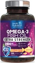 Omega 3 Fish Oil 2400 mg - Triple Strength Omega3, EPA & DHA rasvahapot täydentää - Natural Support for Immune, Heart & Brain Health - Wild Caught, non-GMO, Lemon Flavor, Burpless - 120 Softgels