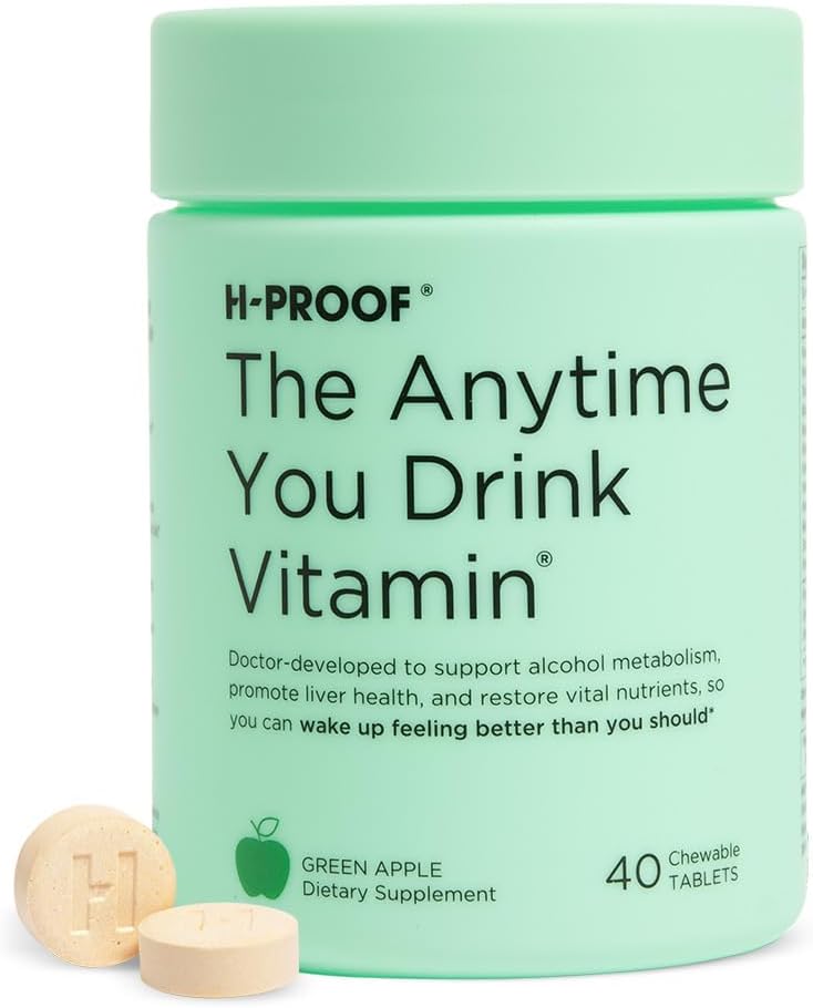 H-PROOF Koska tahansa juot vitamiinia, maksan terveys ja immuniteetti tuki electrolyyttejä, Milk Thistle, ja vitamiinit B & C - 40 purutabletit (20 tarjoilua), Vegaani, Green Apple