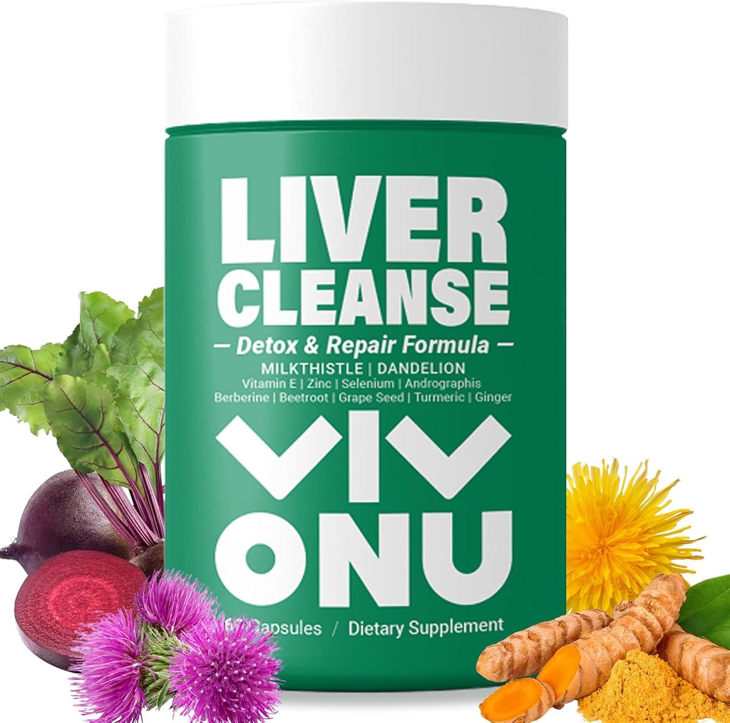 VivoNu Milk Thistle Silymarin & Voikukka Juuri Maksan terveys tuki, antioksidantti tuki, Detox (60 kapselia/1 pullo)