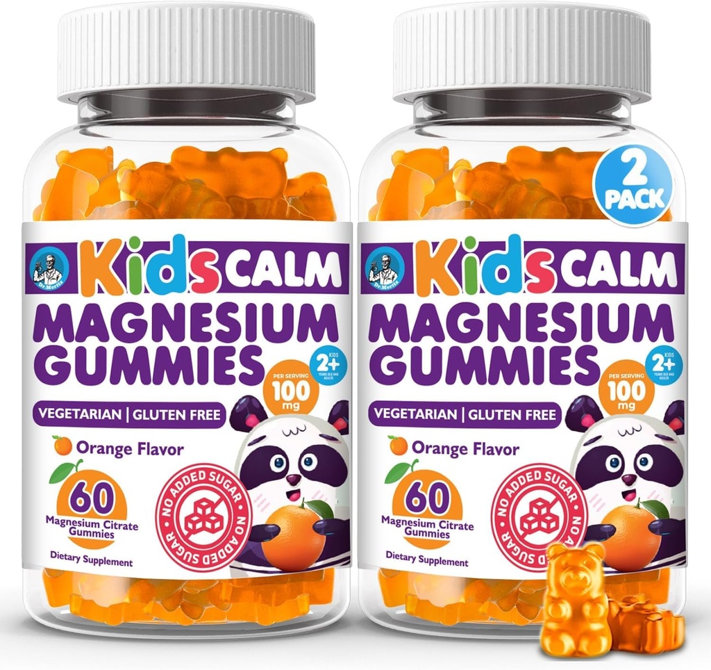 Tohtori Moritz Rauhoittavat ja rentouttavat Lapset Magnesium Gummies, ei-GMO ja alhainen sokeri Magnesium Kids Chewy lisäravinteet, uni Gummies lapset, Orange Flavor