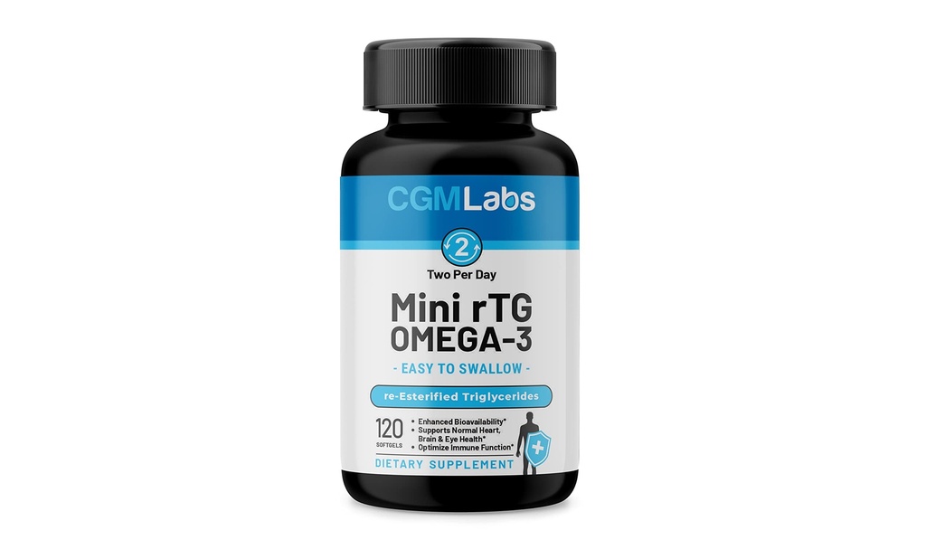 RTG Omega 3 Fish Oil Dietary Supplement - High Absorption & Fast Acting, Burpless Fish Oil Supplement från Anchovy. re-esterified Triglyceride w / EPA & DHA (som rTG) 960mg - 120 Softgels av CGM Labs
