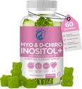 Inositol Gummies PCOS med Folate & Vitamin D - Myo & D-Chiro Inositol Blend, 40:1 Ratio, 60 Apple Flavor Gummies