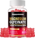Magnesium Glycinate Gummies 1000mg - Sokeriton magnesium Kaliumlisä D-vitamiini, B6, CoQ10 rauhoittava mieli ja uni tuki - 60 mansikka Gummies.