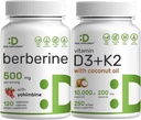 DEAL lisäravinne D3-vitamiini 10 000iu + K2 200mcg Softgels & Berberine Supplement yohimbiini Bundle ...