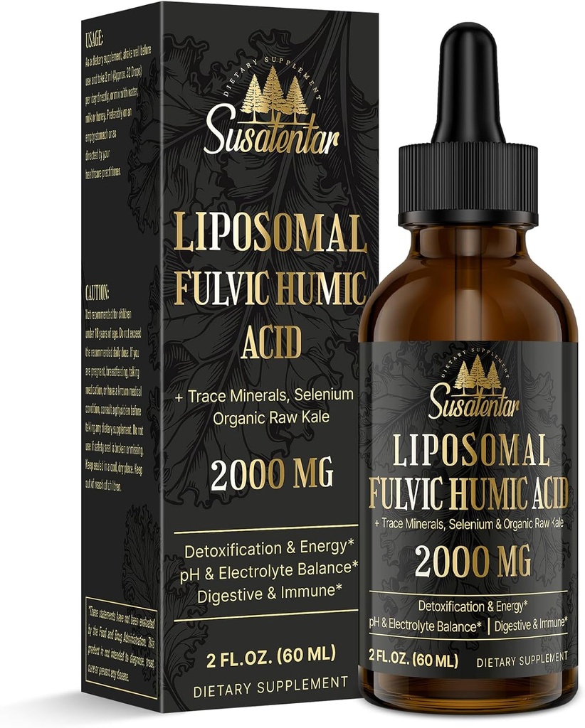 Trace Minerals Electrolytes Drops 2000 MG ... Liquid Liposomal Fulvic Hummeri Acid Supplement ... 85+ Trace Minerals...