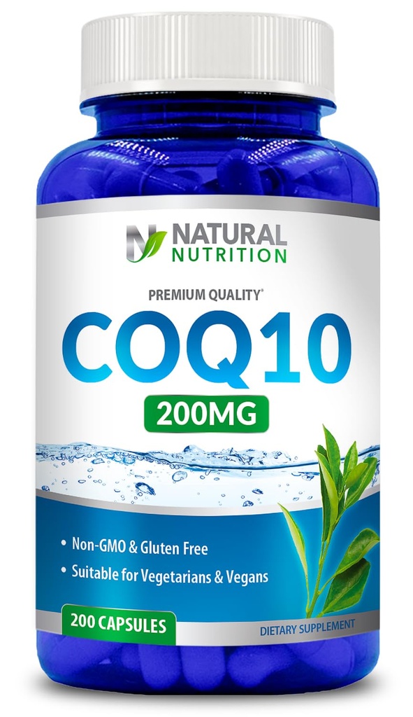 Generic Natural Vitamiini Coq10 200 mg, 200 kapselia, nopea imeytyminen - Gluteeniton & ei-GMO