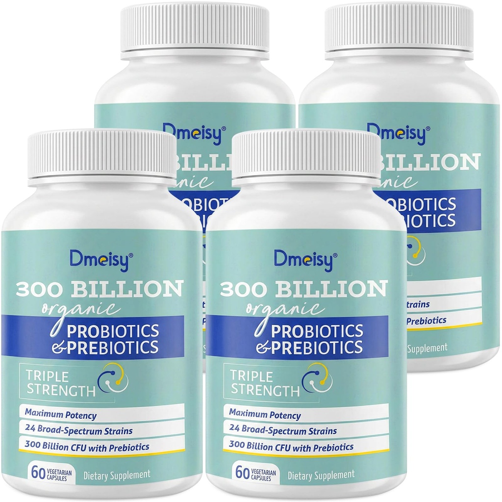 Probiotika för kvinnor och män, 300 miljarder CFU 24 Strains Probiotics + 15 Organic Herbs Prebiotics Blend, Shelf Stable Gut Health Supplement för Digestive Immune & Whole-Body Health, 8 månaders leverans