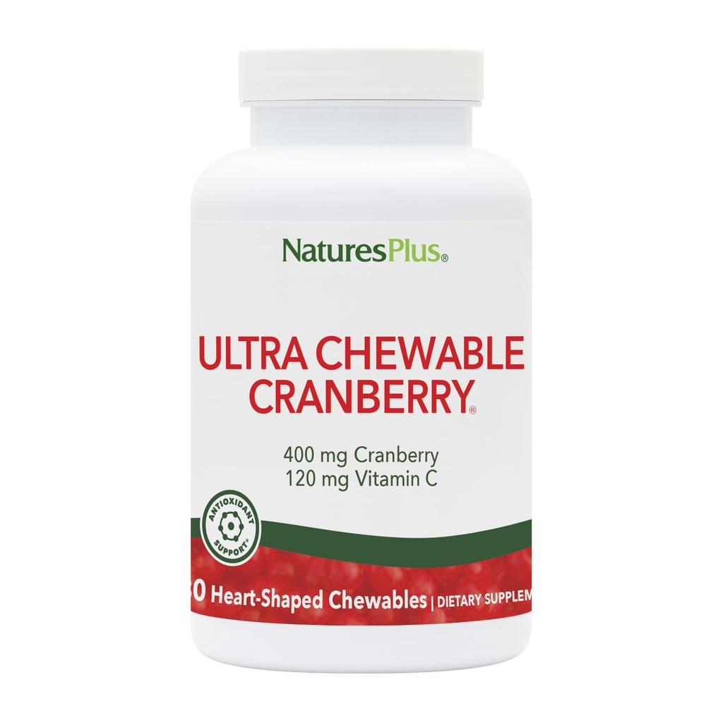 Natures Plus Ultra pureskeltava karpalorakkaus Marjat - 400 mg, 180 kasvisruokaa - Natural Cranberry Supplement, edistää virtsateiden terveys - ei-GMO, Gluteeniton - 90 tarjoilu