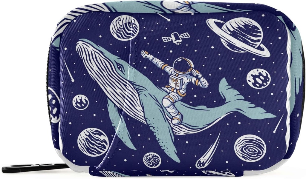Galaxy Whale Astronaut Pill Box 7 Day Pill Case Travel Pill Organizer Bag med Zipper Portable Weekly Case Compact Size för vitamin Supplement Holder