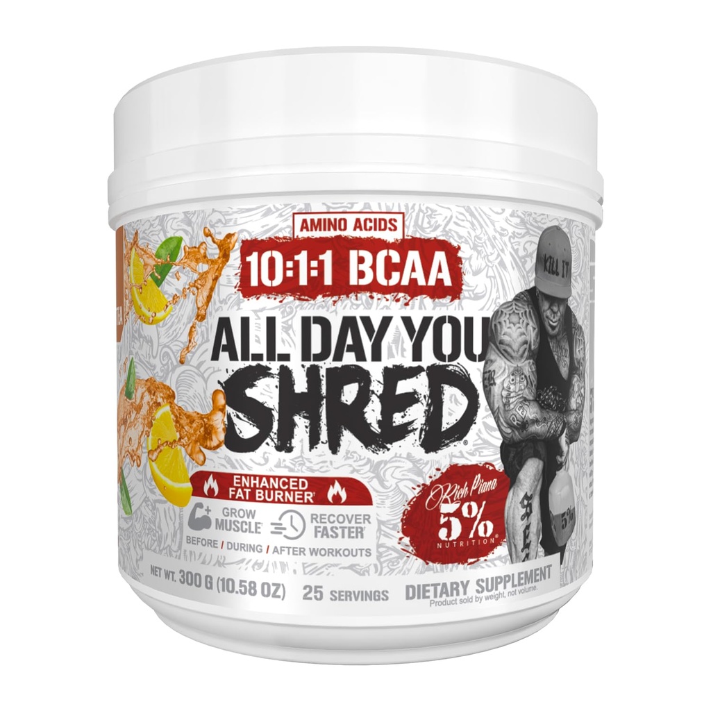 5 % Nutrition AllDayYou Shred BCAA Powder | Amino Acid Supplement for Weight Management | Elite Fat Burning & Energy med Hydration, Endurance & Recovery (Södra söta te)