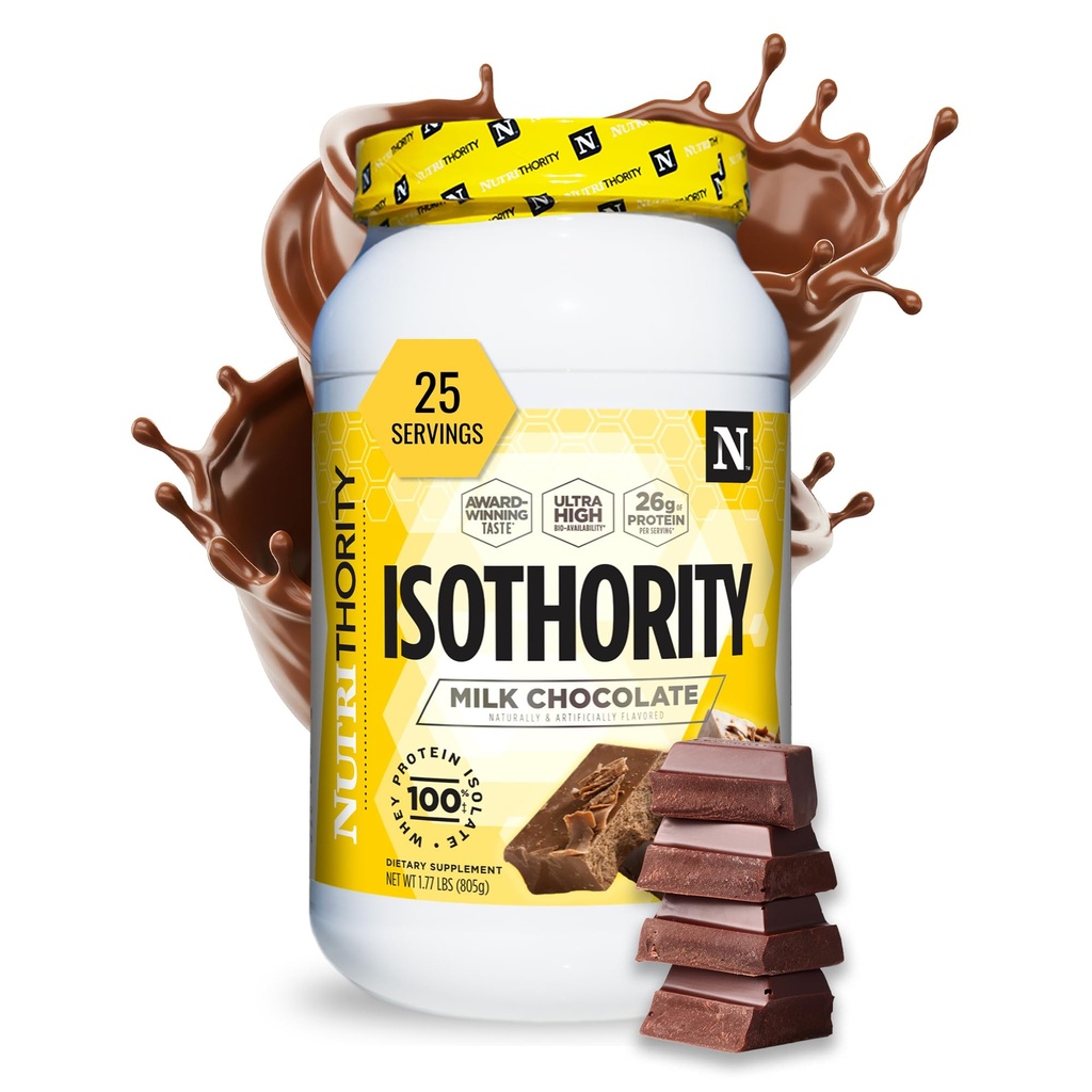 Isothority Whey Protein Isolate, Milk Chocolate, 2 lb - Ultra Absorbable Branched Chain Amino Acids (BCAA) Pulver med 25g Protein Per Servering, Low Carb - Bygg Muscle & Accelerate Recovery