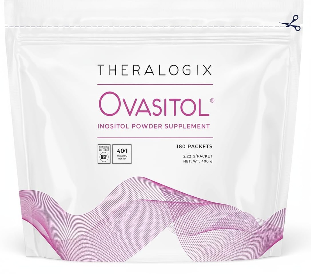 Theralogix Ovasitol Inositol Powder Packets - 90-dagars Supply - Myo-Inositol & D-Chiro Inositol för Hormon Balance & Ovarian Function Support * - NSF Certified - 180 Packets