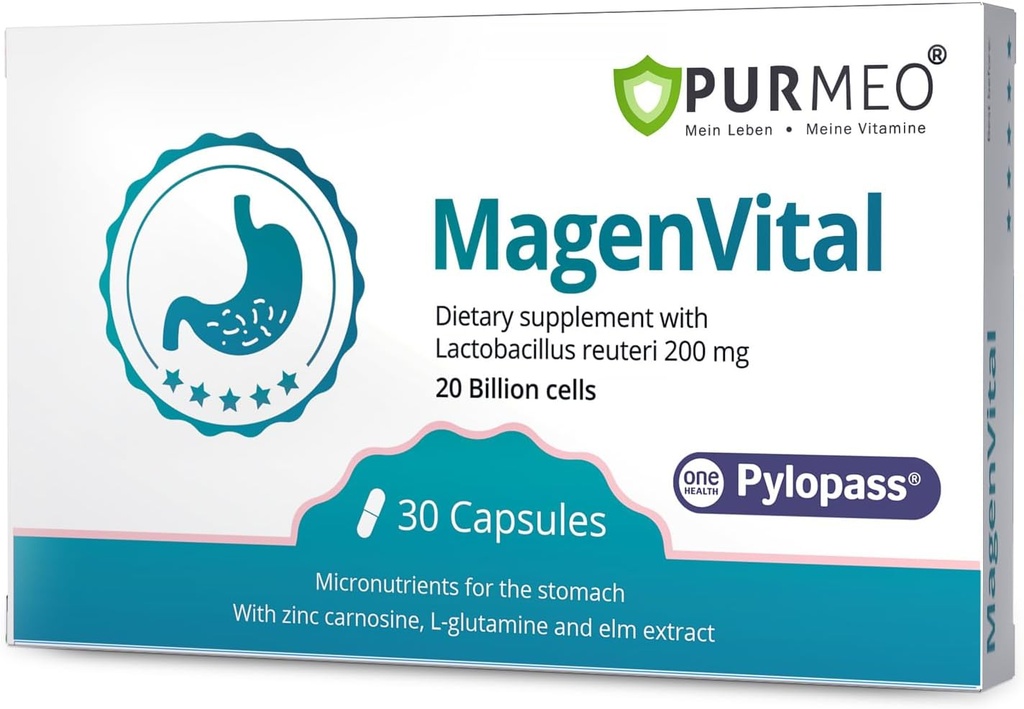 5 in 1 High Potency H. Pylori hoito Probiootit - Gastris Support - 1 per päivä - Pylopass Lactobacillus Reuteri DSM17648 - Ei jääkaappi tarvitaan - Valmistettu Saksassa