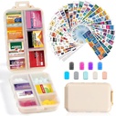 14 Grids Travel Pill Organizer Box 415-Pcs Medicine Nimi Tunnisteet - Tasku Päivittäinen farmaseuttinen Case Container Kit - Matka lääkkeiden haltija Dispender Fish Oil Vitamiin Supplement Storage - Khaki