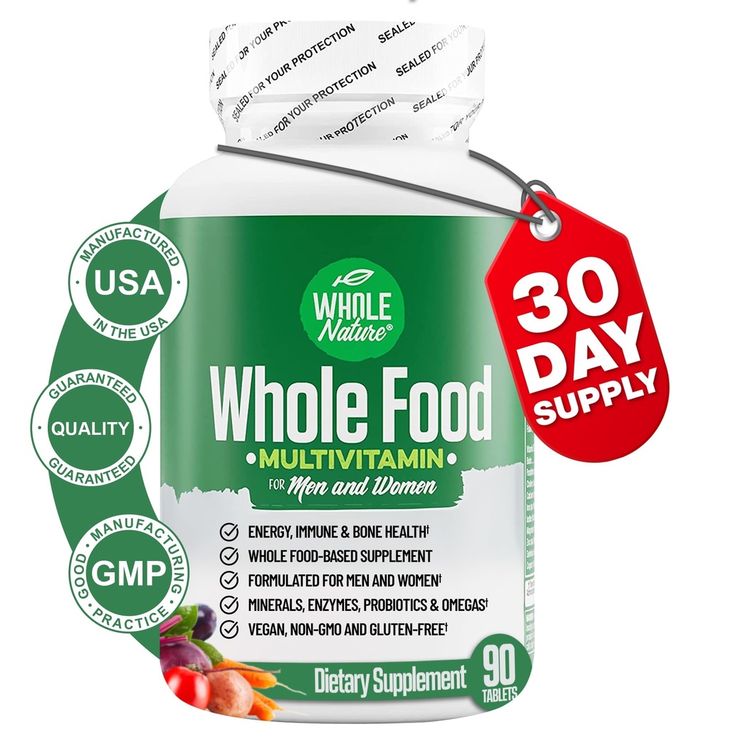 Koko ruoka Multivitamiini miesten ja naisten Complete Daily Superfood Vitamiinit Plus Mineraalit Ruoansulatus Entsyymit, Probiootit ja Omegas. Kasvipohjainen monivitamiini, muu kuin GMO (1)