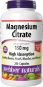 Webber Naturals Magnesiumsitraatti, 150 mg per kapseli, 250 kapselia, korkea imeytyminen, auttaa tukemaan luut, hampaiden ja kunnon lihasten toimintaa, gluteeniton ja meijeritön