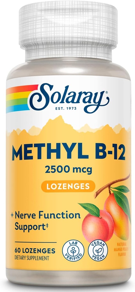 SOLARAY B 12 Metyylilozenge- täydennysosa, 2500 mikrogrammaa 60