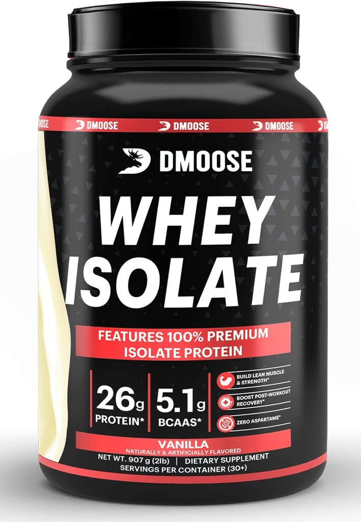 DMoose Whey Isolate Protein Powder I 26 g Protein I 5, 1 g BCAAS I Gluteeniton I auttaa säilyttämään lihasmassaa ja vähentää Recovery Aika I Chocolate & Vanilja I 30 Tarjoukset