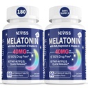Melatoniini 40 mg aikuisille - Nopea liuotus ja pureskeltava Sublingual Sleep Supplement - Extra Strength Melatoniini D3-vitamiinia ja MSM-vitamiinia, Seleeniä terveydenhuollon leposykli, syvä Zzzs, sokeriton, 180 tarjoilua