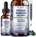 (2 pakkausta) Kalium Magnesium Supplement Liquid Drops - 200 mg Kalium & 600 mg Triple Complex Magnesium Glycinate Liquid Citrate Oil High Imeytyminen Potasio Tuki Luun, Lihas, Jalkakramps