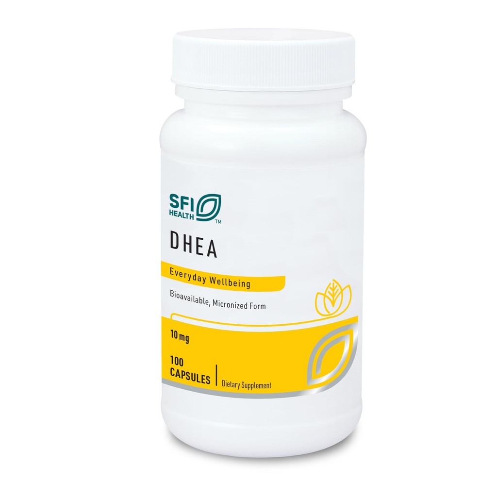 SFI Health Klaire Labs DHEA 10mg - Dehydroepiandrosteroni Derived Wild Yam - Micronized Superior Imeytyminen - Soy-free, Hypoallergenic täydentää miesten ja naisten (100 kapselia)