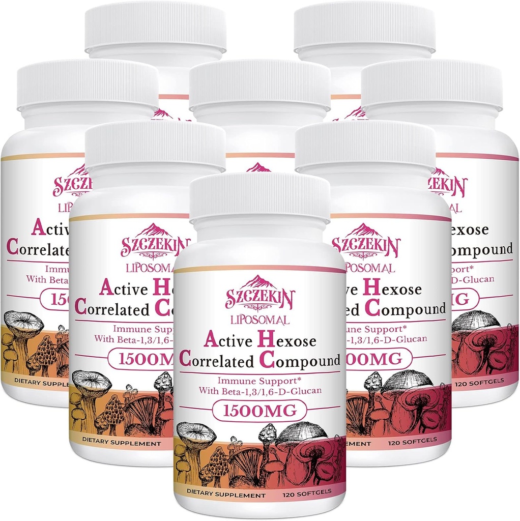 1500 mg Liposomal Active Hexose Correlated Supplement,960 Soft Gels Beta-Glucans Natural Mushroom Extract, Immunomy System, Liver Function, Ylläpidä T-Cell & Killer Cell aktiivisuus