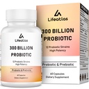300 miljardia PMY Probiootit - Probiootit naisille ja miehille, 12 Probiootti kanta Plus Prebiootti, Immuuni-ja ruoansulatuskanavan, Gut Health, Gas Bloating, Hyllytabletti - 60 Caps