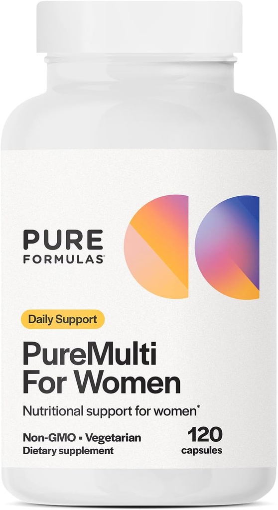 PureFormulas PureMulti for Women - Kattava monivitamiini naisille, joilla on olennaisia ravinteita ja kasviperäistä tukea Naiset päivittäin monivitamiinit ravitsemustuki non-GMO - 120 kapselia