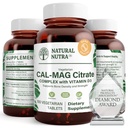 Natural Nutra Cal-Mag Citrate D3,1000/500 mg kompleksi, vahvistaa luun tiheys, lihasten ja hermojen terveys, auttaa säilyttämään terveitä hampaita, Erittäin biologisesti käytettävissä Lähteet, 100 Vegaanitabletit