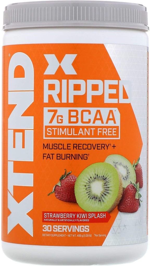 Xtend Ripped BCAA Powder Mansikka Kiivit ... Leikkaus Formula + sokeriton Post harjoitus Lihas Recovery Juo Aminohappoja 7g BCAAs miesten & naisten 30 tarjoilua