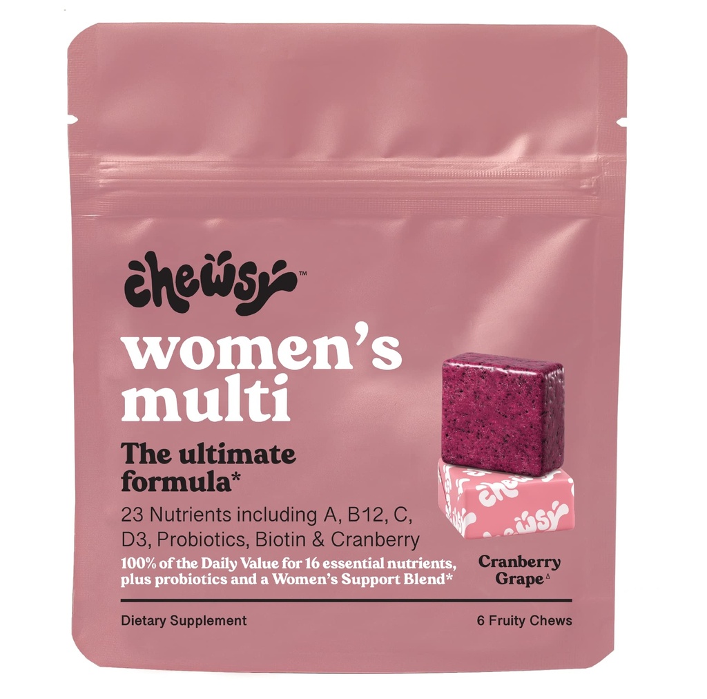 Chewsy - Naisten Multivitamiini purut - Immuniteetti- ja energiatuki, C-vitamiinit, B12, A, D, E, Foolihappo, Probiootit, Biotiini - 6-päivän tarjonta