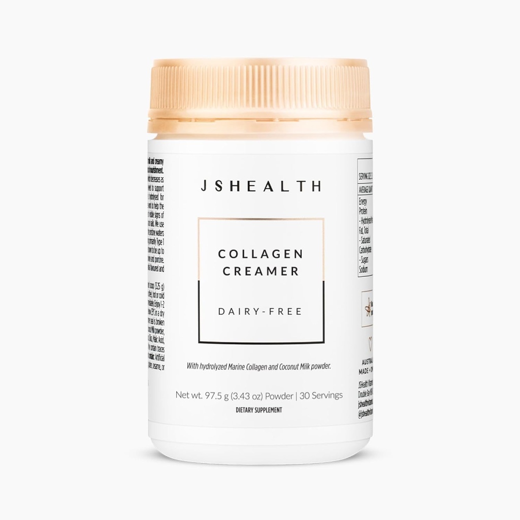 JSHealth Collagen Creamer - Vanilla Collagen Creamer kahville - Dairy Free Healthy Coffee Creamer, 30 tarjoilua Marine Collagen Peptides