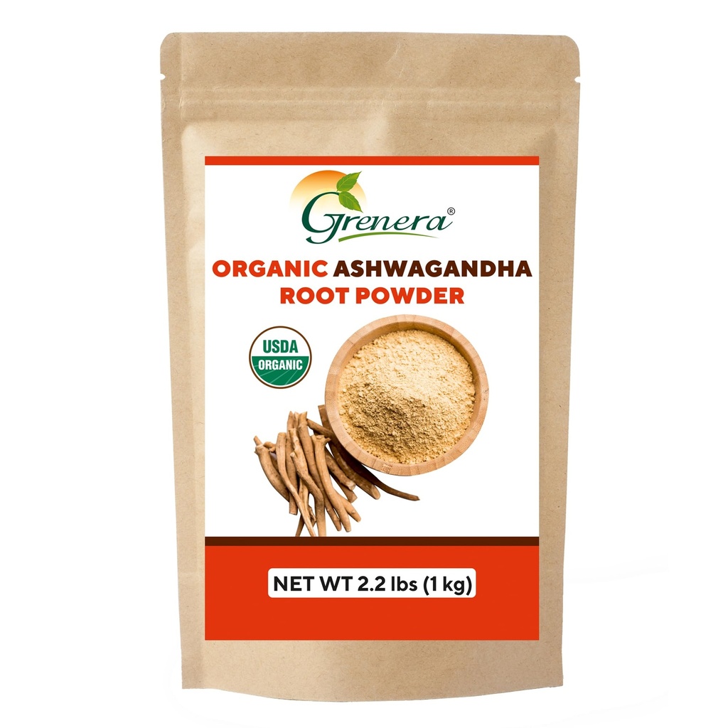 Grenera Organic Ashwagandha Powder 2.2 lbs (35,2 Ounce) (Withania somnifera) - Organic, Vegan, Kosher Certified