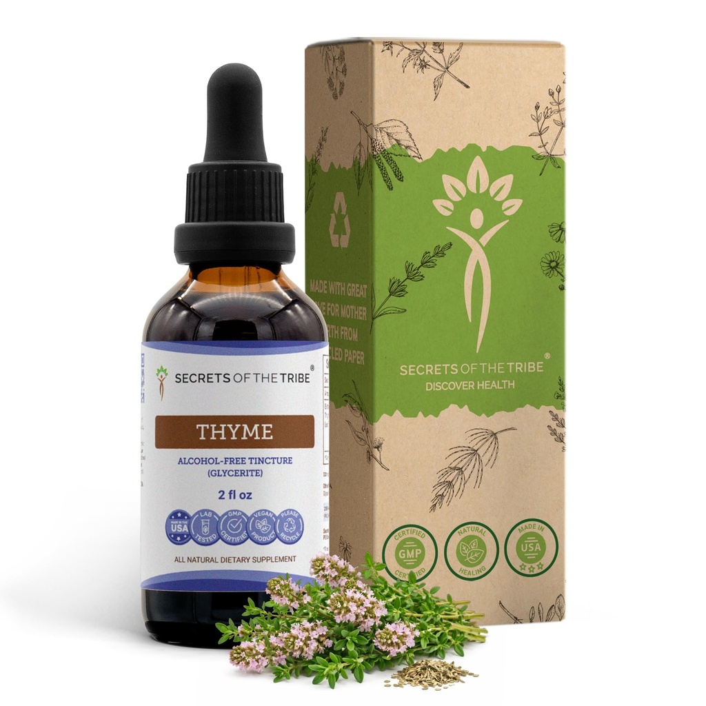Heimo Thymen alkoholittoman nesteuutteen salaisuudet, timjami (Thymus Vulgaris) Kuivattu lehtipienimuotoinen lisäosa (2 FL OZ)