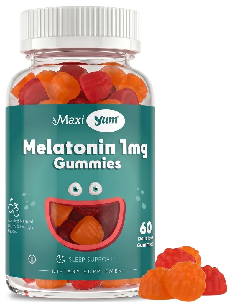 Maxi Health 1 mg Melatoniini Gummies ... Lapset Melatoniini Purut luonnon kirsikka & Orange Flavor...