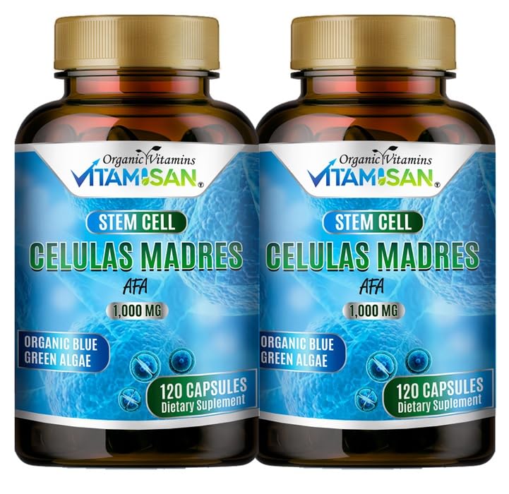 2 Cellulas Madres AFA Stem Natural Cell 120 kapselia 1000 mg Blue Green Algae Ei GMO:ita Gluteeniton Aphanizomenon Flos-aquae Bio celula Madre Supplement