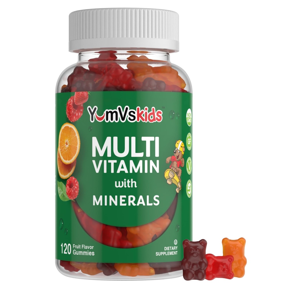 NumVs Lapset Multivitamiini Gummies - Hedelmät Maustettu pureskeltava lasten monivitamiini - Lapset vitamiineja Multivitamiini Gummy 12 Minerals & Vitamiineja A C D3 E B6 B12 (120 Lukumäärä 1)