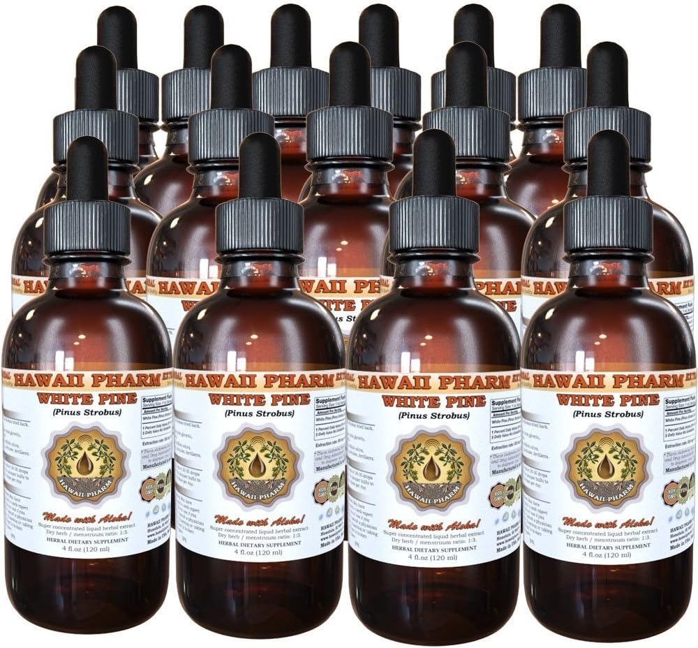 White Pine Liquid Extract, White Pine (Pinus Strobus) Bark Powder Tincture, Herbal Supplement, Havaiji Pharm, Made in USA, 15x4 fl.oz